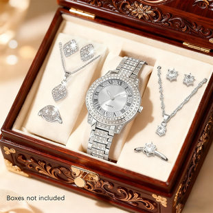 Cross-border popular women's watches diamond jewelry watch women's watch quartz watch digital watch necklace watch set