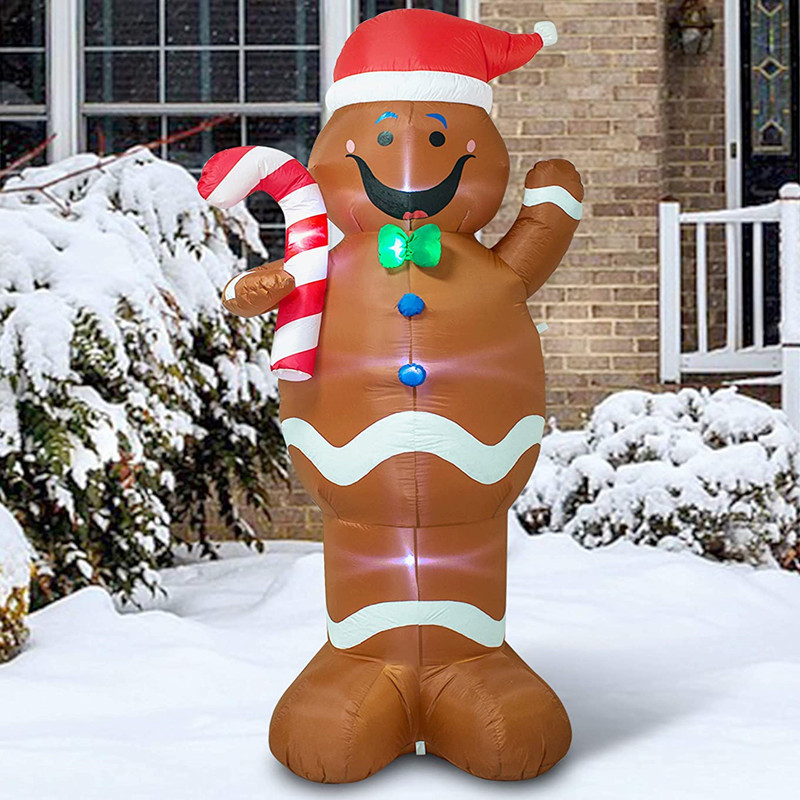 En stock 1,5 m sombrero de Navidad pequeña muleta hombre de pan de jengibre modelo inflable decoraciones de Navidad suministros de Navidad modelo inflable