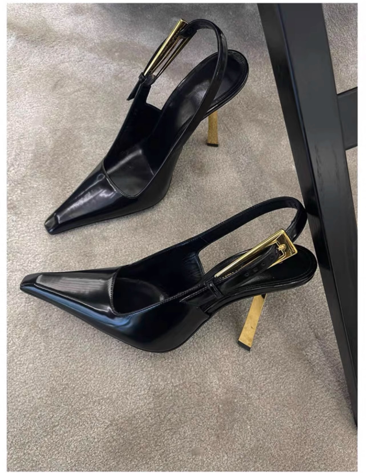 Sexy stockings wear high heels women's new patent leather 6CM gold heel sandals summer dress wear 9CM sandals_voghion.com