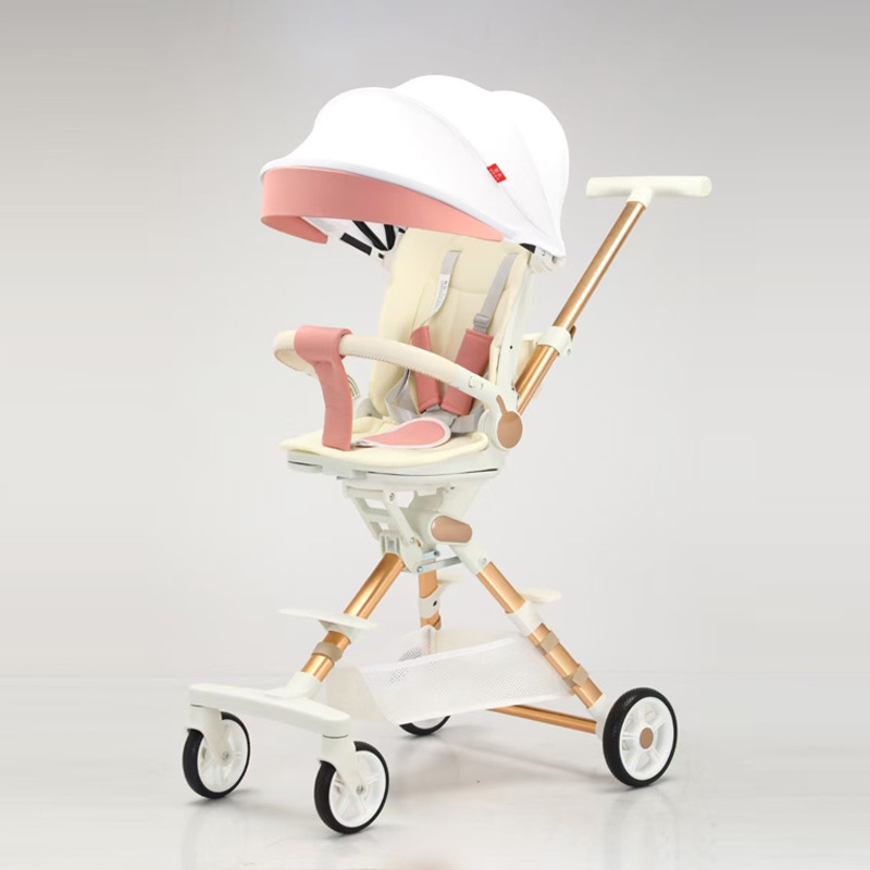 Cochecito de bebé que puede sentarse y acostarse, cochecito plegable de alta visibilidad, plegado ligero con un clic, venta directa de fábrica