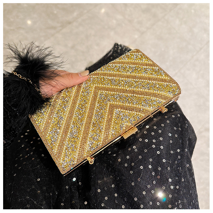 2025 Cross-border new dinner bag, European and American women's handbag, diamond-encrusted banquet clutch, evening dress bag, women's bag undefined