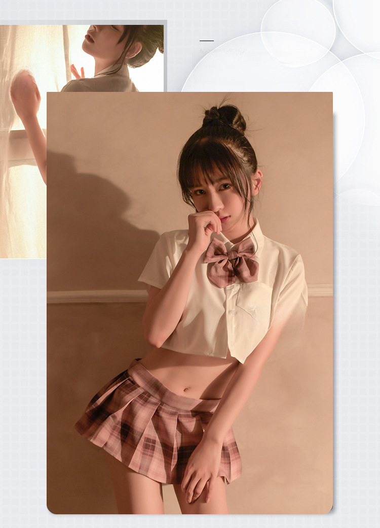 Yiyue Sexy Unterwäsche Studentenkleid Sexy jk Uniform Versuchung Heißer Faltenrock Rollenspiel-Set 8199_voghion.com