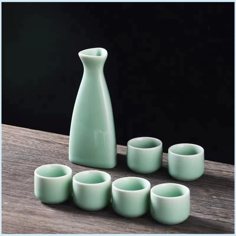 Бытовой антикварный керамический набор для вина, простой разделитель для вина, чашка для белого вина, желтая чашка для вина, зеленый набор для вина, японский горячий горшок для вина, домашний