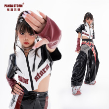 女童爵士舞jazz百搭亮钻闪粉蕾丝长袖T恤长裤套装儿童街舞演出服