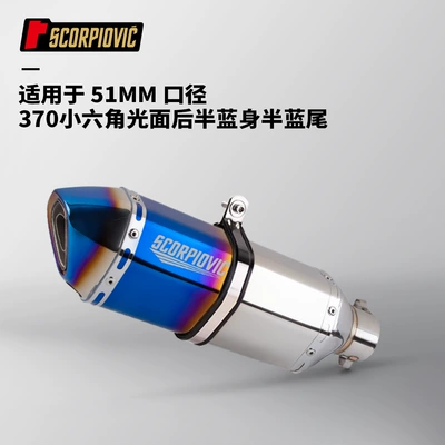450SR 250RR 400NK, Motorcycle exhaust pipe - 370-small-hexagonal-glossy-back-half-blue-body-and-half-blue-tail