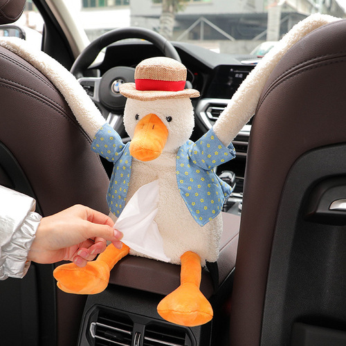 Car-mounted tissue box hanging stylish car tissue box for women, creative cute plush napkin holder