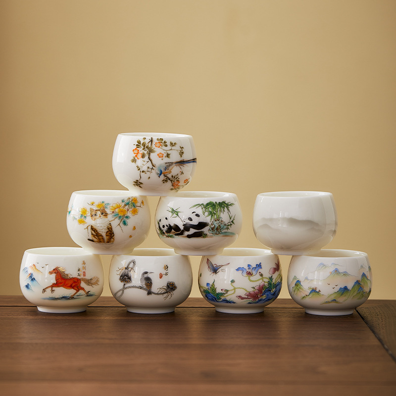 Sheep Fat Jade White Porcelain Master High-end Household Personal Single Cup Tea Tasting Cup Kung Fu Tea Set Tea Cup Single Light Luxury Sheep Fat Jade White Porcelain Master High-end Household Personal Single Cup Tea Tasting Cup Kung Fu Tea Set Tea Cup Single Light Luxury