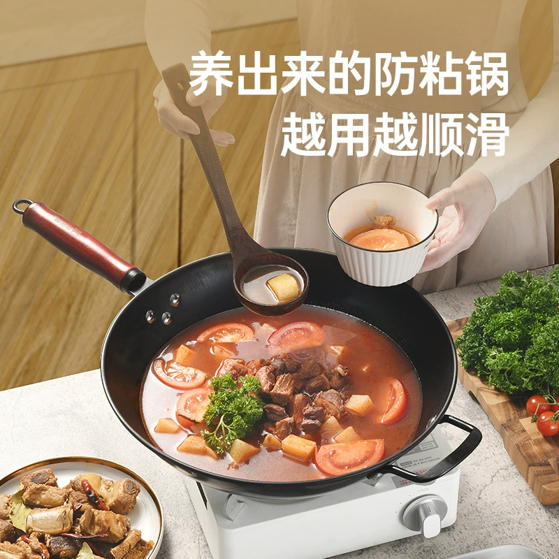 Чугунная кастрюля Kombach без покрытия, чугунная кастрюля WOK, бытовая газовая плита для жарки, индукционная плита, специальная нержавеющая сталь с круглым дном.