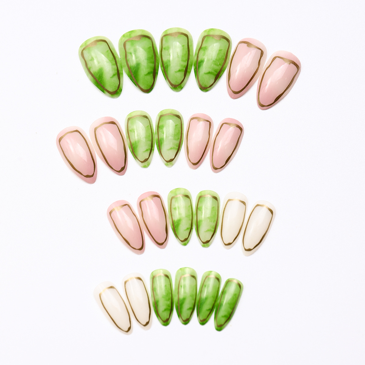 Uña de primavera y verano desgaste verde tierno Uña especial desmontable Uña al por mayor