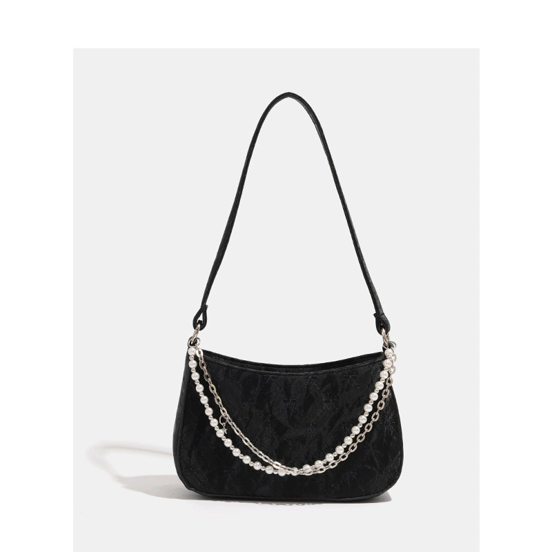 Fashionable universal underarm bag, metal one-shoulder bag from pearl, city style, wholesale