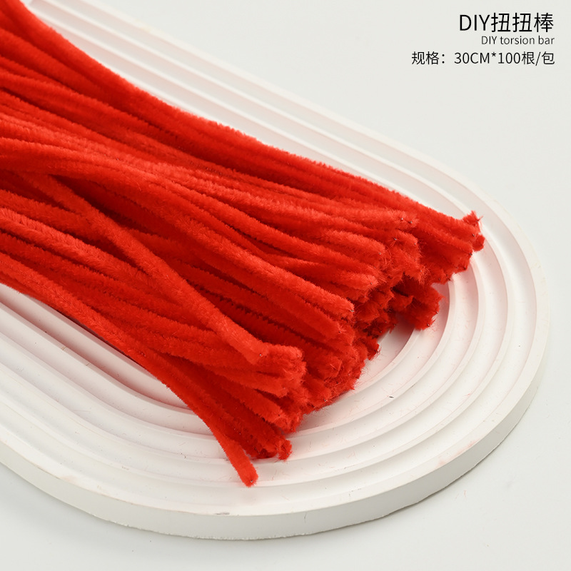 Mayorista 8mm ultra-denso de lana hecha a mano para niños diy puzzle juguete material de ramo paquete de color macarón barra de torsión