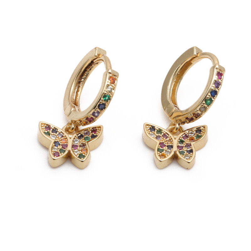 Fashion Color Zircon Butterfly Earrings display picture 2