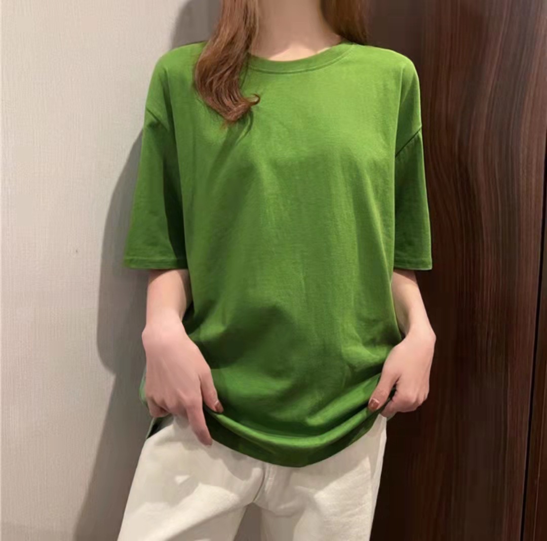 新款26支纯棉180克棉质纯色短袖t恤女装常规版（清仓特价处理）