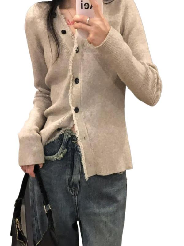v领针织开衫女秋季2025年新款修身气质女单排扣内搭毛衣打底上衣|undefined