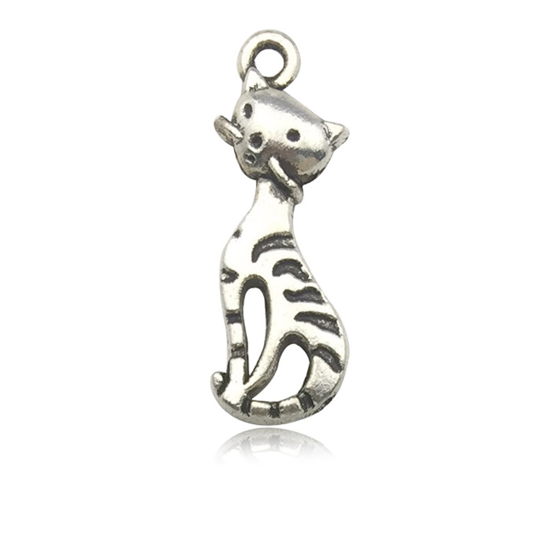 Ventas directas de fábrica 1 gato serie Xizanga plata accesorios pulsera accesorios colgante DIY accesorios animales antiguos accesorios de plata gato