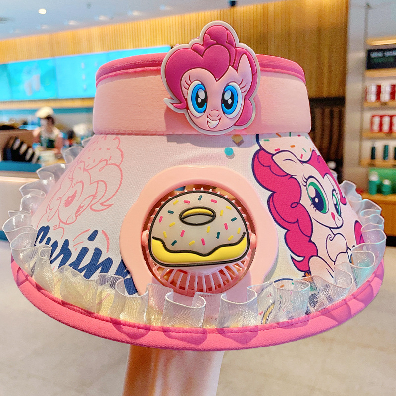 マイリトルポニーソーラーファンハット子供用サンハット女の子抗UV少女日焼け止め空のシルクハット|undefined