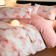 芈彩加厚保暖雪貂毛绒4件套a类轻奢浪漫A版雪貂绒B版牛奶绒被套冬