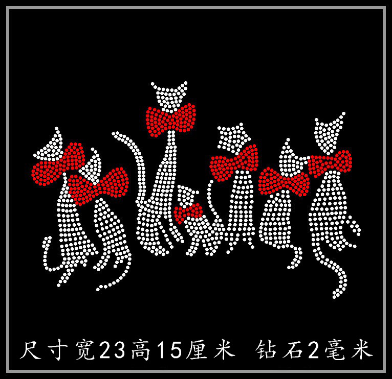 烫钻图案批发 猫咪烫图 T恤毛衣长短袖羊毛衫裤子装饰水钻diy