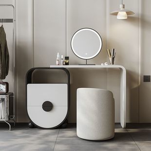Dressing Table Small Wabi-Sabi Style Black and White Small Bedroom Dressing Table Modern Minimalist Storage Storage Bedside Cabinet