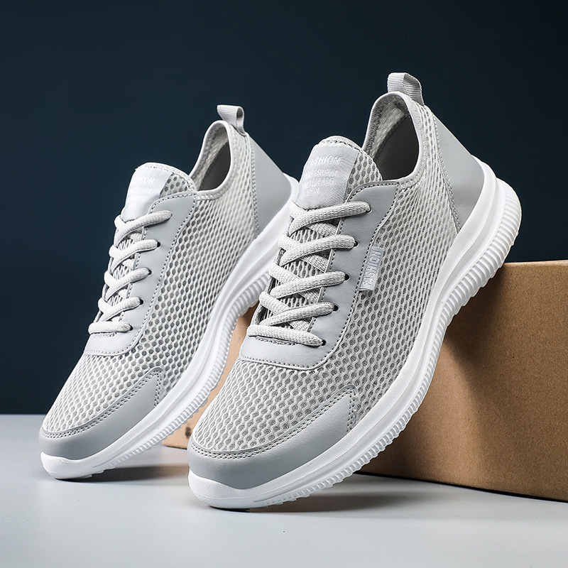 Cross Border plus size sneaker 2022 Summer Lightweight Breathable Casual Shoes Fashion Lace-up Mesh Running Shoes Men's Shoes Trendy Shoes