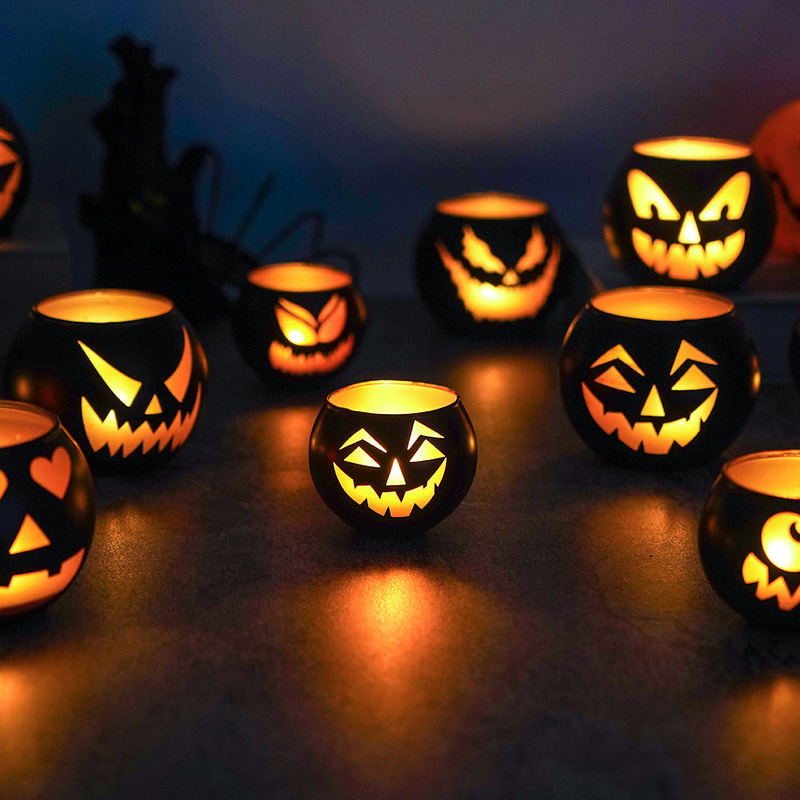 国境を越えた新しいハロウィーンの面白いカボチャのガラスキャンドルホルダーフェスティバル雰囲気の装飾小道具装飾装飾品|undefined