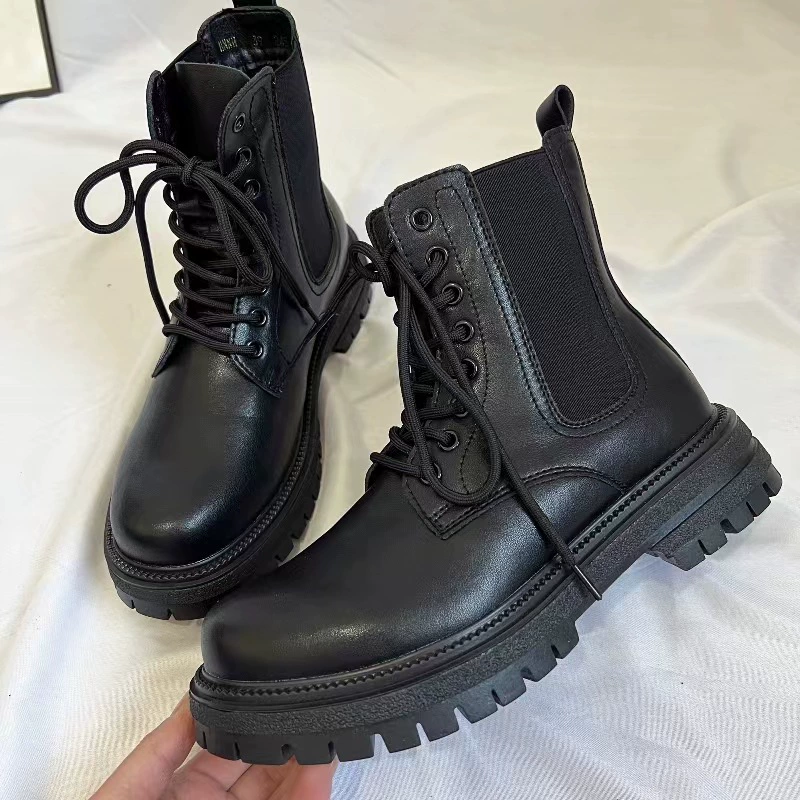 Ботинки Chelsea Martin, мужские короткие ботинки со средним верхом в британском стиле, осенне-зимние ботинки на флисовой подкладке, черная кожаная оснастка, высокие ботинки ins Fashion