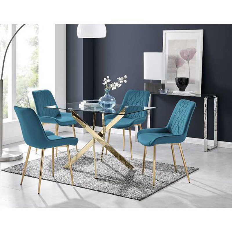 Mesa de comedor rectangular de vidrio templado mesa de comedor simple mesa de comedor mesa de vidrio