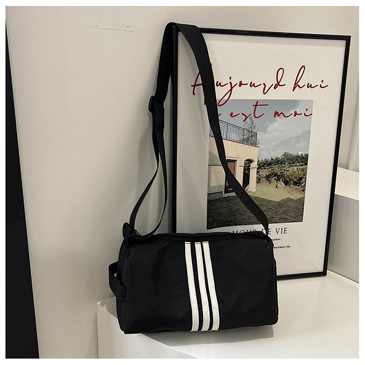 165g Weight Polyester Lining Material Sewing Thread Fashion Element Zipper Closure Type Single Shoulder Strap Strap Type Crossbody Bag Bags Type Daily, Sports Occasion Nylon Material Solid Color Pattern All Seasons Season Women's Gender Classic Style Style Cylindrical Shape Medium Size Women's Medium Nylon Solid Color Classic Style Sewing Thread Cylindrical Zipper Crossbody Bag 10