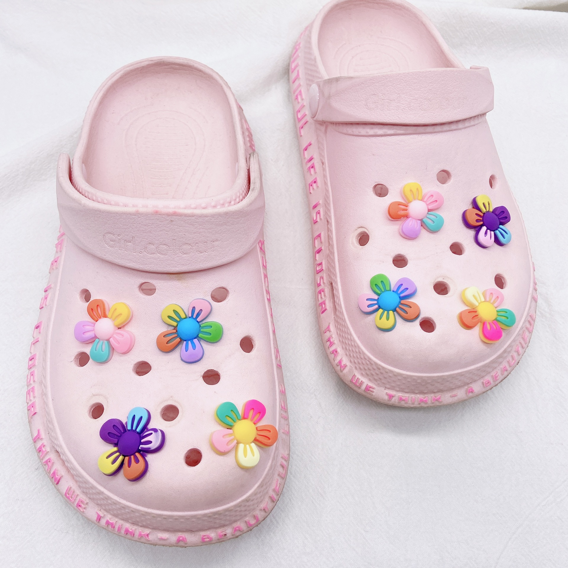 1 Set Quantity Holiday, Indoor, Home Occasion Flower Shoe Accessories Plastic Slippers Summer Shoe Buckle