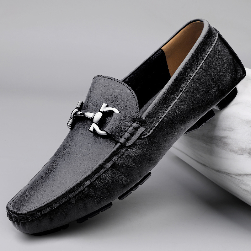 Kişi dəri casual ayaqqabı, böyük ölçülü, slip-on