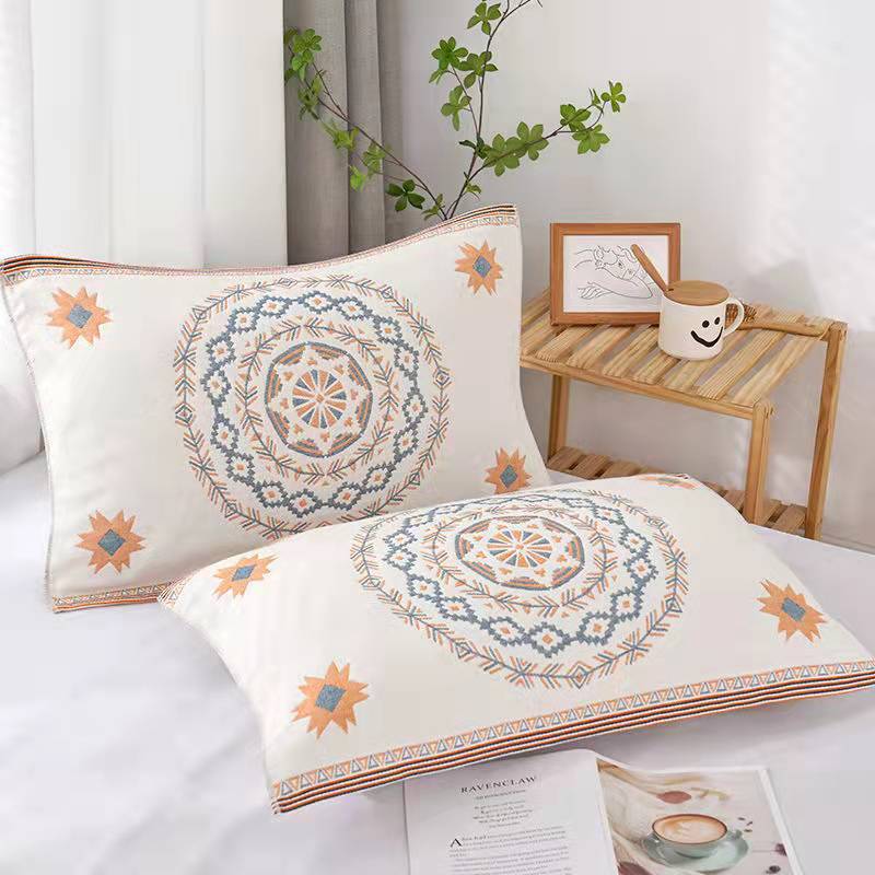 Adult 4-layer gauze pillowcase minimalist style off-white single pillowcase dropshipping