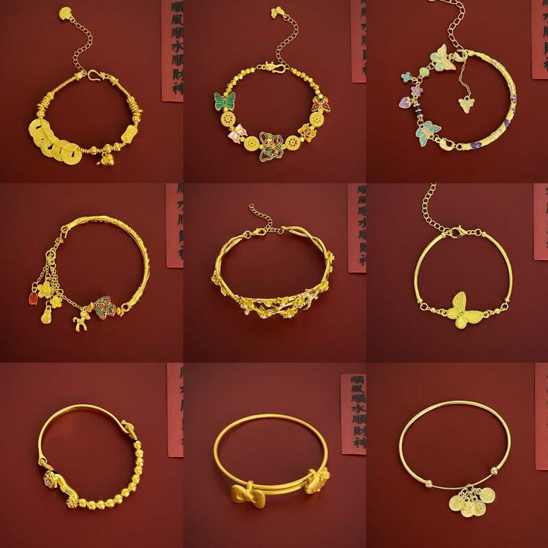 New Chinese Style National Fashion Golden Butterfly Burned Blue Bracelet Design Feeling Temperament Niche Retro Temperament Personality All-match Bracelet
