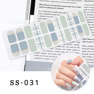 European and American style hot selling fashion striped design nail stickers waterproof nail art full stickers small fresh color stickers send rub strip