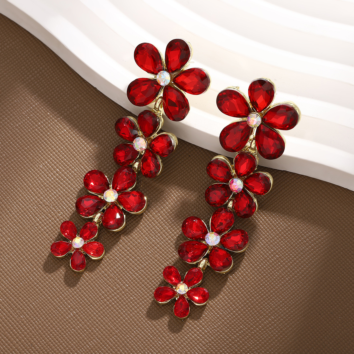 Flower Pattern 1 Pair Simple Style Flower Flowers Alloy Drop Earrings