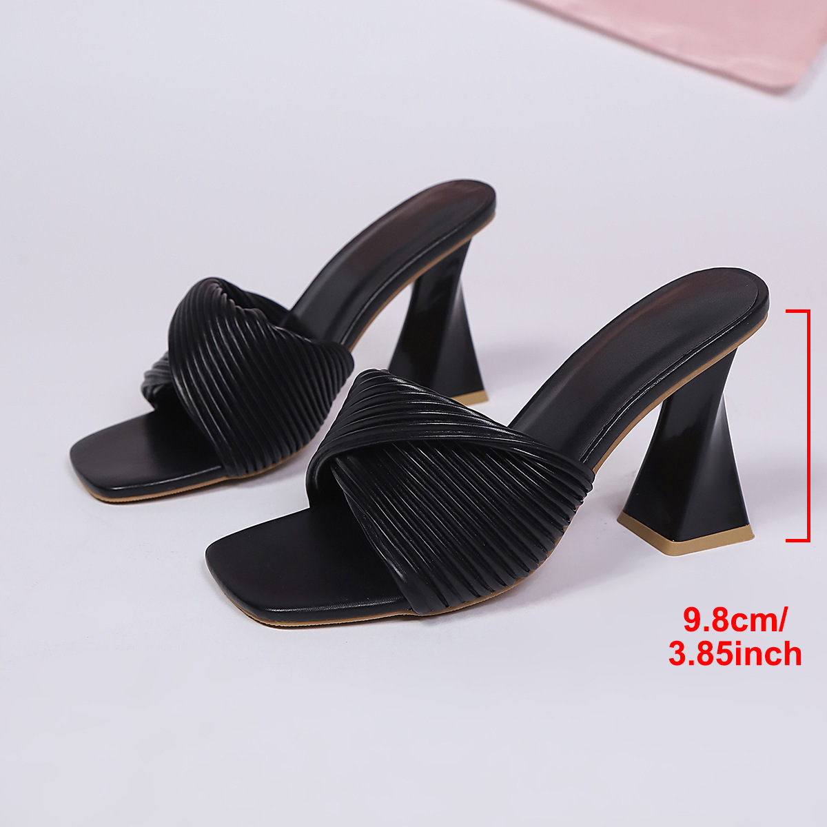 Zapatos de comercio exterior de tacones altos de verano 2026 tacones gruesos cuadrados de dedos abiertos de moda europea y americana zapatillas de gran tamaño para mujeres image 8