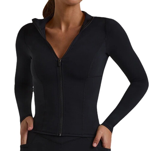 European and American new long-sleeved cardigan yoga wear sports jacket women's fitness wear belly tightening body top outdoor casual wear