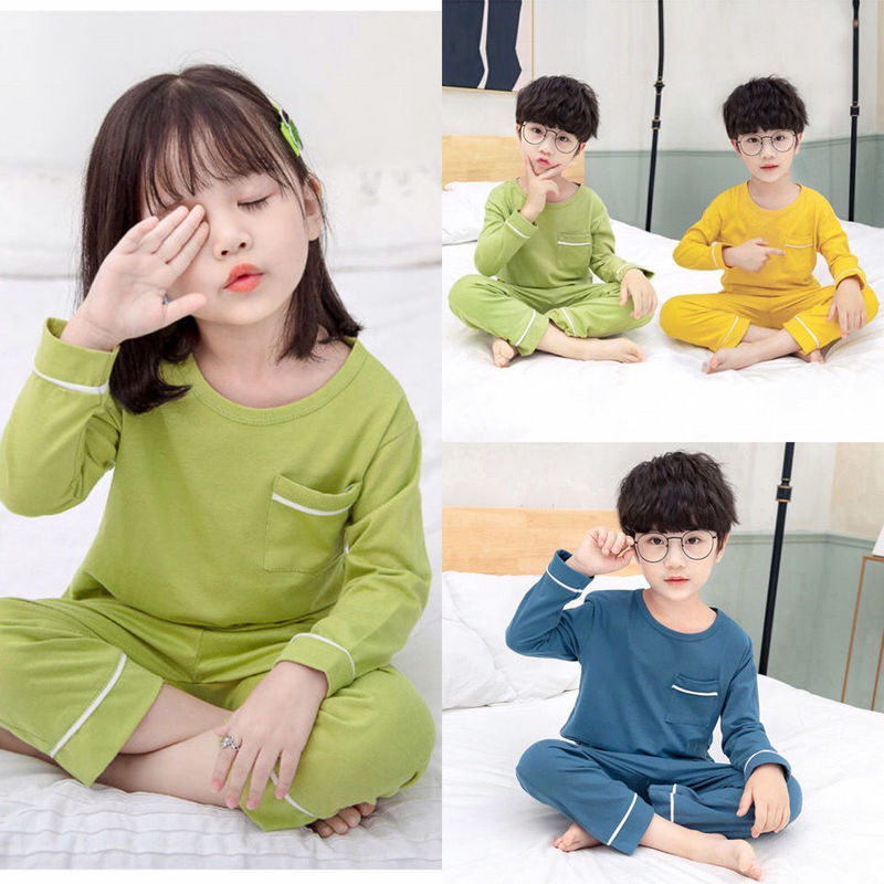 Children's Pajamas Spring and Autumn Boys' Long Sleeve Girls' Boys' Middle and Old Children's Autumn and Winter Home Suit Air-conditioning Suit