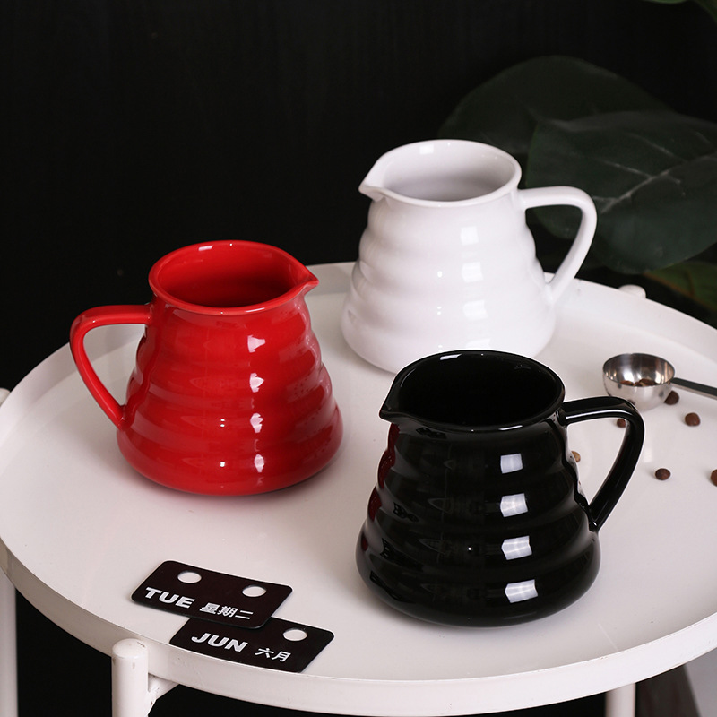 Modern Minimalist Ceramic Coffee Pot, Retro Ripple Hand-Brewed Coffee Pot, Restaurant and Coffee Shop Utensils, Manufacturer Custom Wholesale