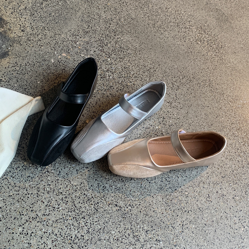Retro Mary Jane shoes low-cut with hidden heel square toe