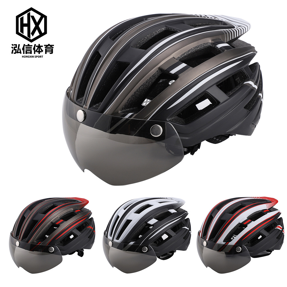 Foreign Trade Customizable Logo Color Adult Magnetic Goggles Helmet Outdoor Sports One-Piece Molding with Tail Light
