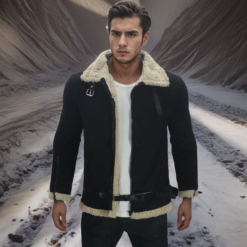 Nouveauté 2024 : Manteau homme en cuir intégré, veste en fourrure épaisse et daim, commande explosive_voghion.com