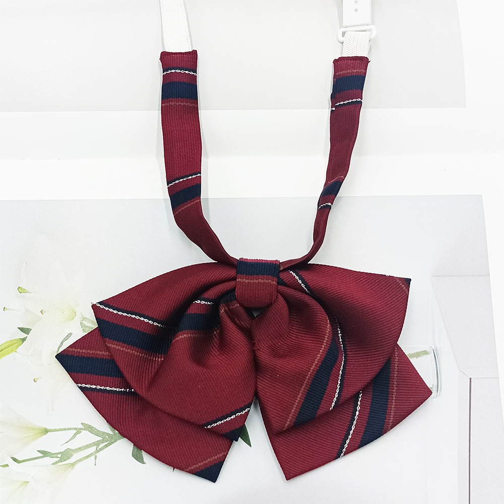 Pajarita de estilo universitario jk bowknot moda coreana casual rayas a cuadros niñas doble cuello flor spot al por mayor