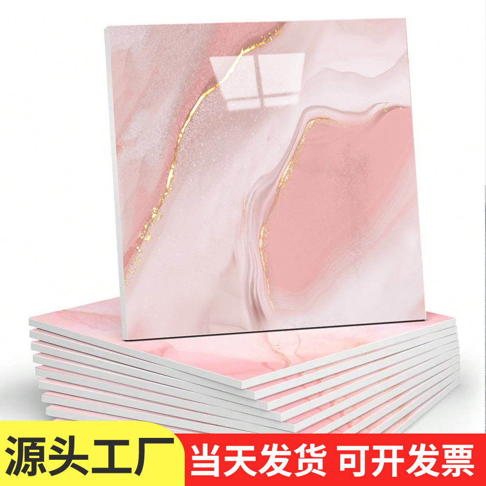 Nhà máy ngoại thương giao hàng xuyên biên giới giả đá cẩm thạch dán tường gạch tự dính chống thấm nước và chống ẩm hình nền màu xanh hồng