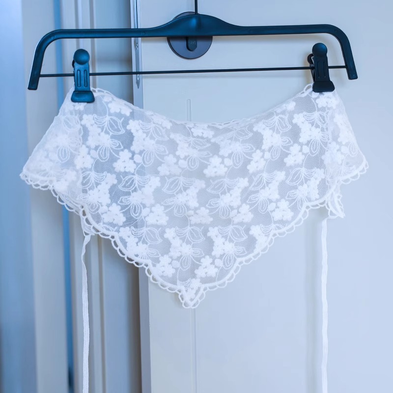 Lace triangle scarf-plum blossoms reflecting snow