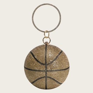 New wholesale round basketball dinner bag ball dinner fashion handbag sweet lady diamond banquet bag