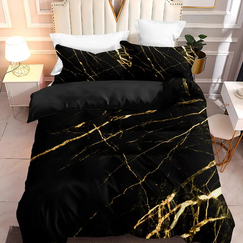 golden black marble duvet cover with down