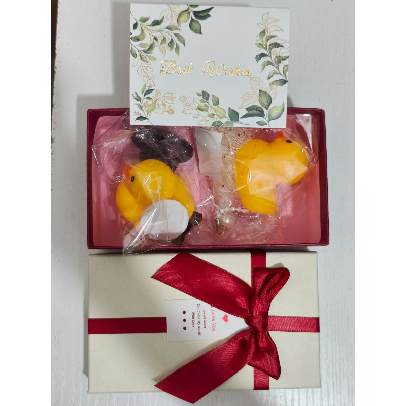 Gift Box Wedding Little Yellow Duck Car Dashboard Ornament Bride and Groom Duck Anniversary Gift Cross-Border Hot Sale