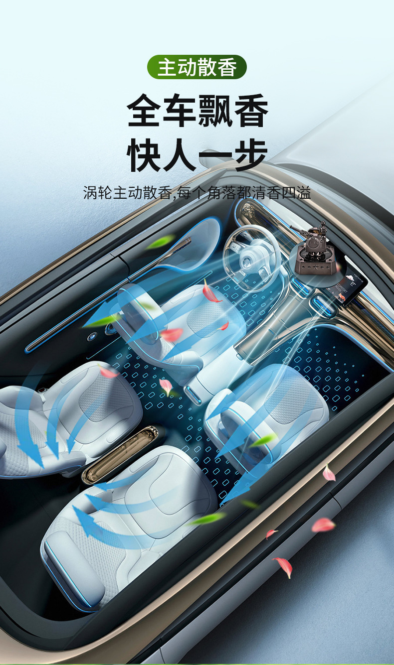 Car-mounted aromatherapy near anti-cannon solar rotating ornaments car perfume car center console lasting fragrance decoration