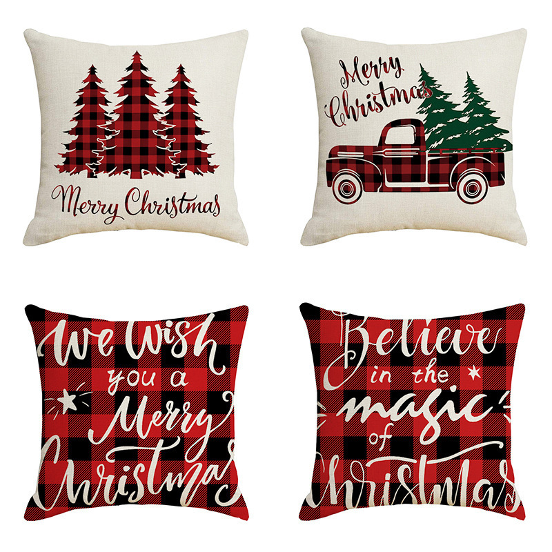 Nuevo lino transfronterizo de Navidad abraza almohada casera Santa Alce almohada sofá cubierta al por mayor