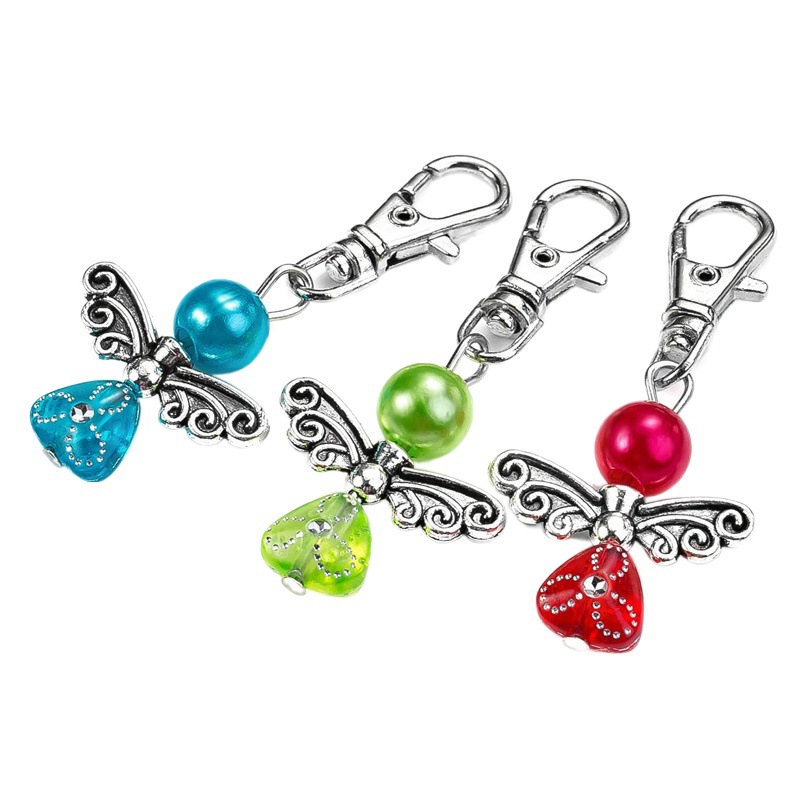 50sets Ángel de la guarda llavero hecho en casa imitación perla Ángel colgante DIY boda joyería collar artesanía